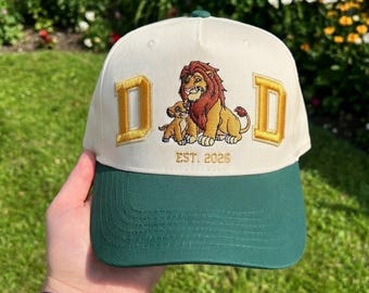 EMBROIDERED Lion King Dad Cap, Simba Mufasa Hat, Disney Family Baseball Cap, Est 2026 Dad Gift, Embroidered Patch