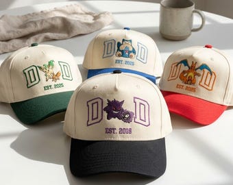 EMBROIDERED Custom PokaDad Cap, Persionalized Anime Characters Hat, Anime Father's Day Gift, Birthday Gift For Dad, Pocket Beast