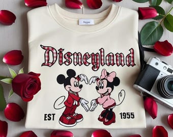 EMBROIDERED Disneyland Valentine Sweatshirt, Disney Mickey & Minnie Sweaters, Disney Trip Shirt, Disneyland Matching Couple Shirt