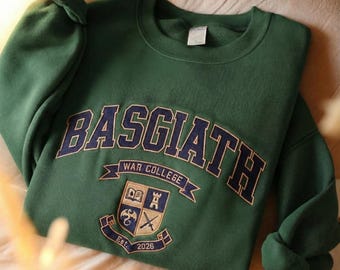 Sudadera bordada Basgiath Fourth Wing, suéter de la Escuela de Guerra Basgiath, sudadera de la Escuela de Fantasía, cuello redondo Dragon Rider