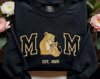 EMBROIDERED Lion King Mom Sweatshirt, Disney Lion Mom Sweater, Disney Simba & Mom Sweatshirt, Mother's Day Gift, Disney Mother Birthday Gift