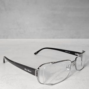 Vintage Max Mara Eyeglass Frames 135 MM 811 52P | Silver Black Designer Glasses | Unisex Optical Frame