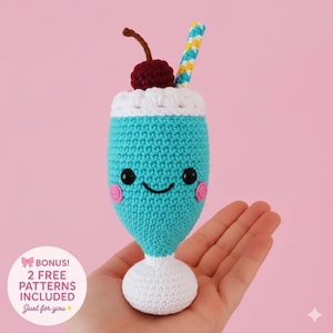 Patrón de amigurumi de batido de leche / Peluche de batido de fresa (Patrón PDF)