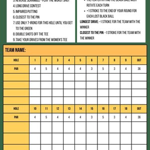 Golf Scramble Scorecard, Game Rules and Team Listing - Etsy