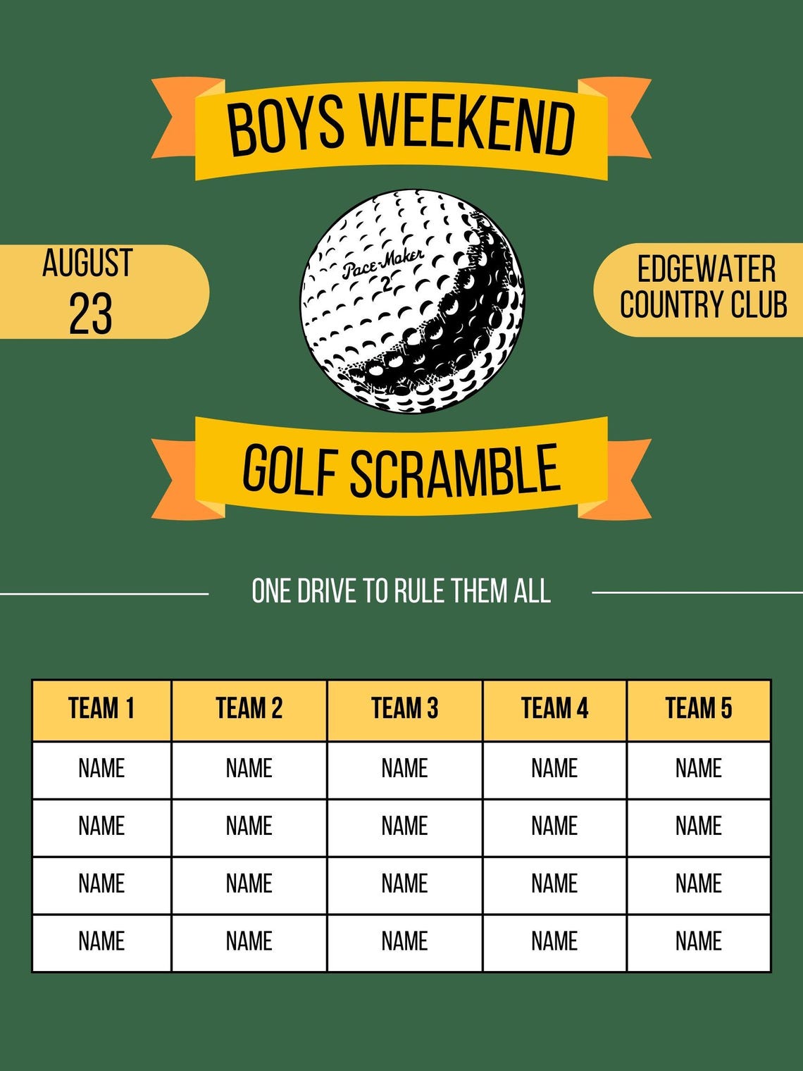 Golf Scramble Scorecard, Game Rules and Team Listing - Etsy