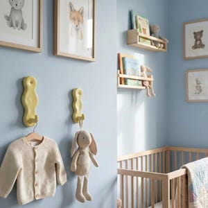 Ceramic Wavy Wall Hook, Squiggle Coat Hook Knob, Danish Pastel Decor, Funky Bathroom Towel Jewelry Hook