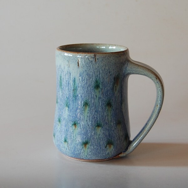 Large blue mug with green spots, 21oz