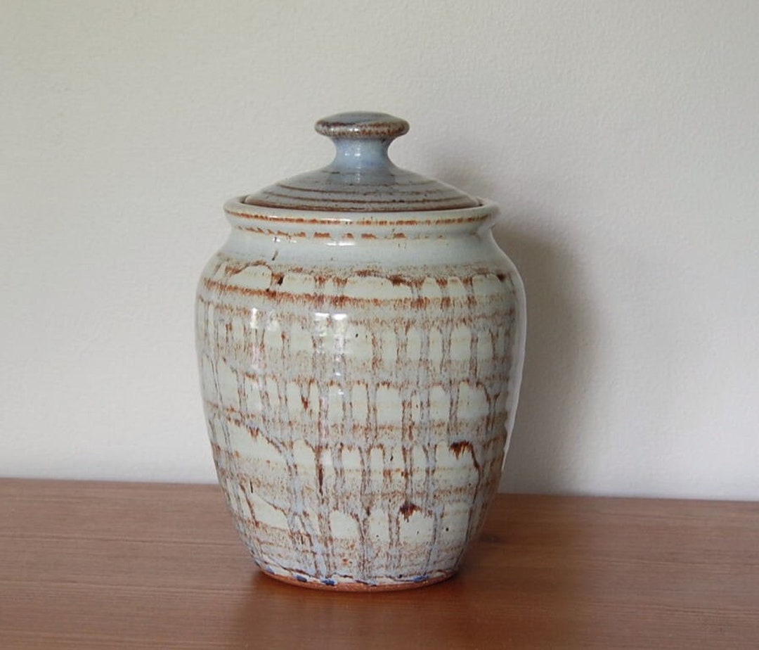 Canister With Glaze Runs Etsy