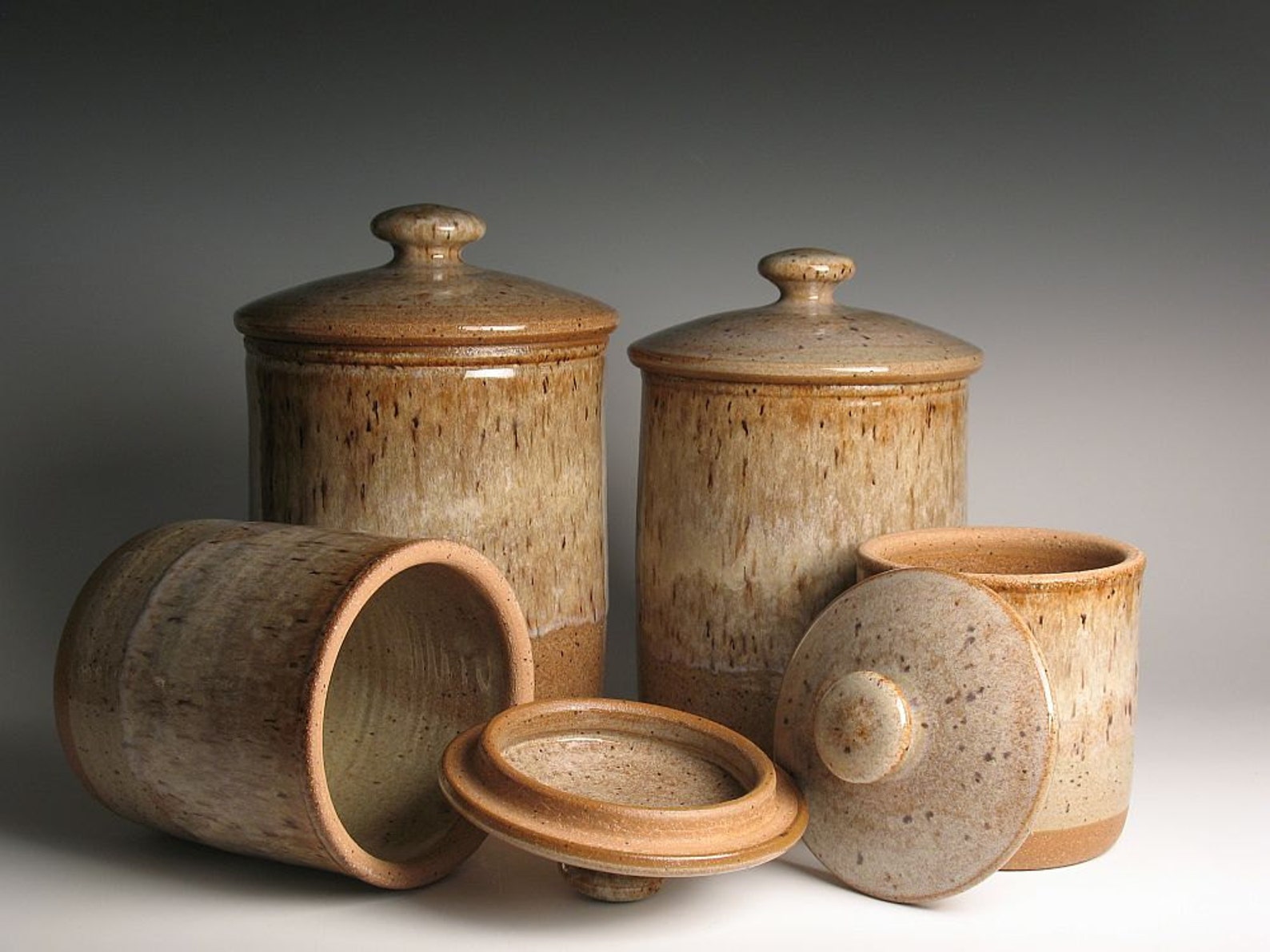 Stoneware canister set 4 piece pottery Etsy