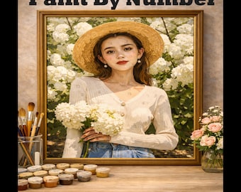 Aangepaste fotokit, verf op nummer, gepersonaliseerde portret canvas muurkunst.