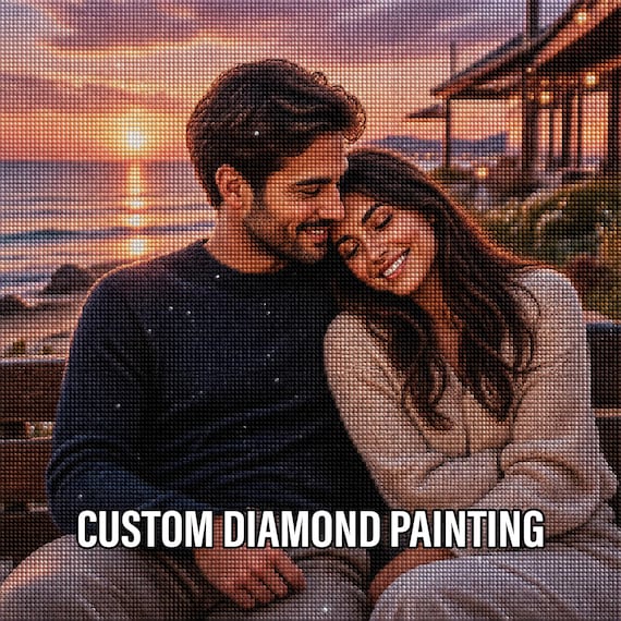 Custom Diamond Painting, Custom 5D Diamond Art Kit, Custom Portrait Gift for Couples, Pets & Family, DIY Canvas Craft, Wedding Gift.