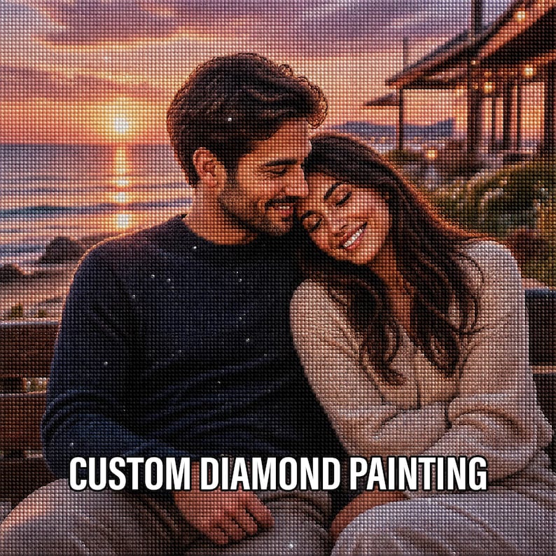 Custom Diamond Painting, Custom 5D Diamond Art Kit, Custom Portrait Gift for Couples, Pets & Family, DIY Canvas Craft, Wedding Gift. image 1
