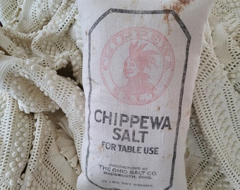 Vintage chippewa salt bag pillow