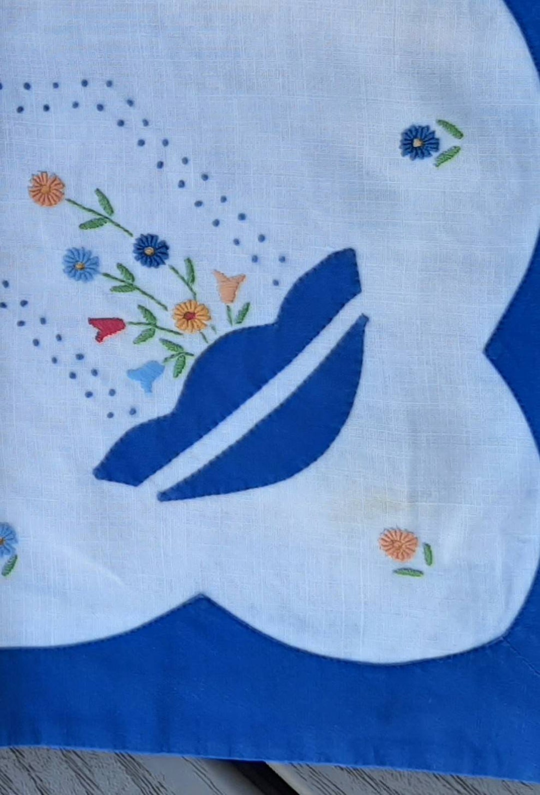 Vintage Embroidered Card Table Cloth. Etsy