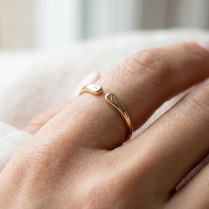 Solid Gold Two Initial Ring, Personalised Open Cuff Ring, Dainty Double Initial Gold Ring, Christmas Gift for Her, Custom Letter Ring