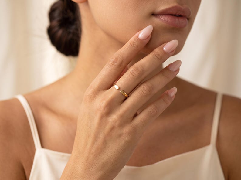Solid Gold Two Initial Ring, Personalised Open Cuff Ring, Dainty Double Initial Gold Ring, Christmas Gift for Her, Custom Letter Ring