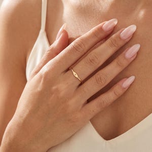 Solid Gold Initial Ring, Personalized Letter Ring, Dainty Signet Ring, Custom Letter Gold Jewelry, Minimalist Stacking Ring, Christmas Gift