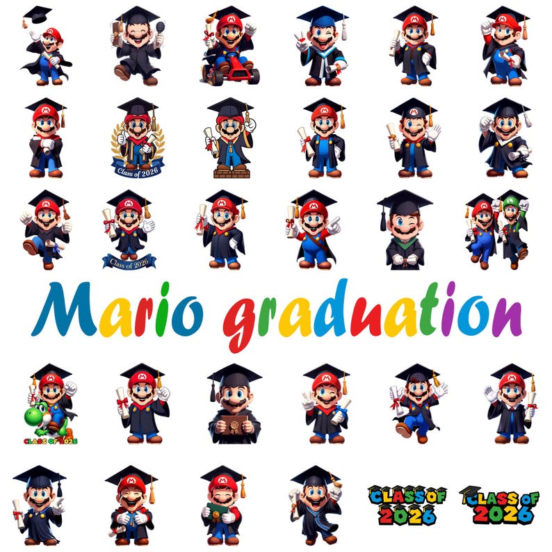 Super Mario Graduation Png, Clipart Images, Digital Design PNG File for ...