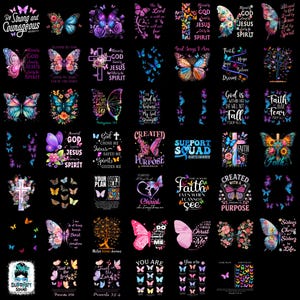 50+ Butterfly Christian Bundle Png Bundle, Jesus Png, Faith Bundle Png, God Png, Bible Verse Png, Religious Png, Butterfly Sublimation PNG