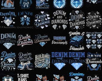 Digitalt paket med denim och diamanter, stövlar på marken i denim png, blå jeans, pärlor, cowboystil, glamourös cowgirl-festdesign png,