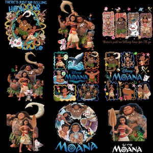 150+ New Movie Moana Princess Group PNG, Island Princess Sublimation Design, Tropical Ocean Adventure PNG, Cartoon PNG