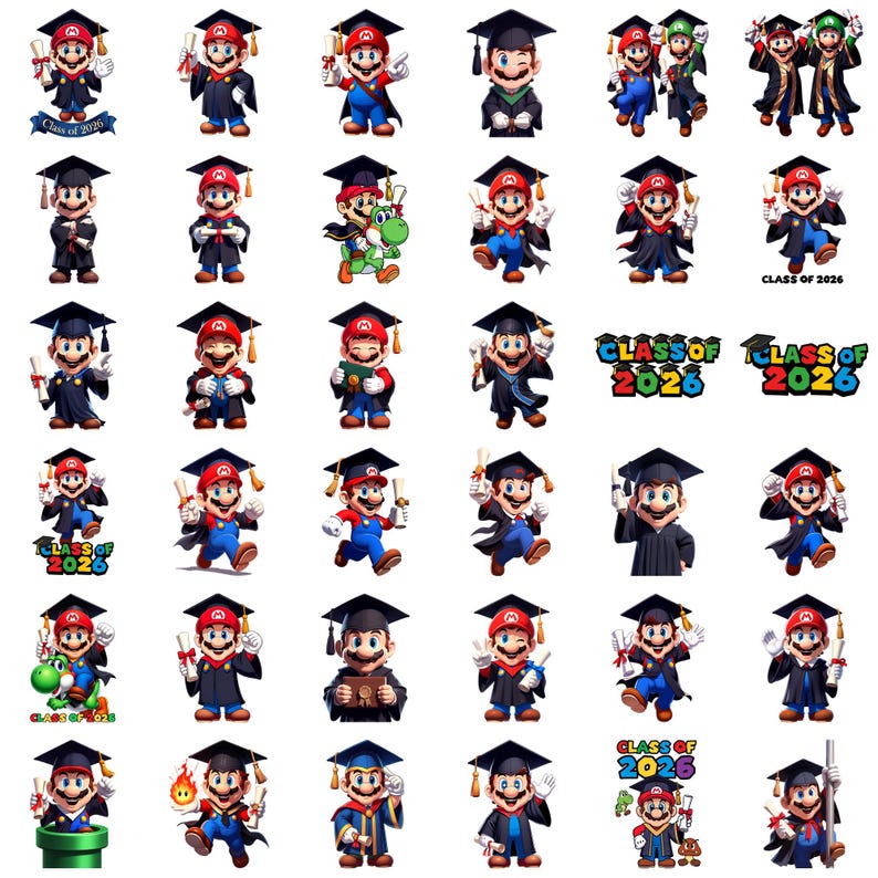 Super Mario Graduation Png, Clipart Images, Digital Design PNG File for ...