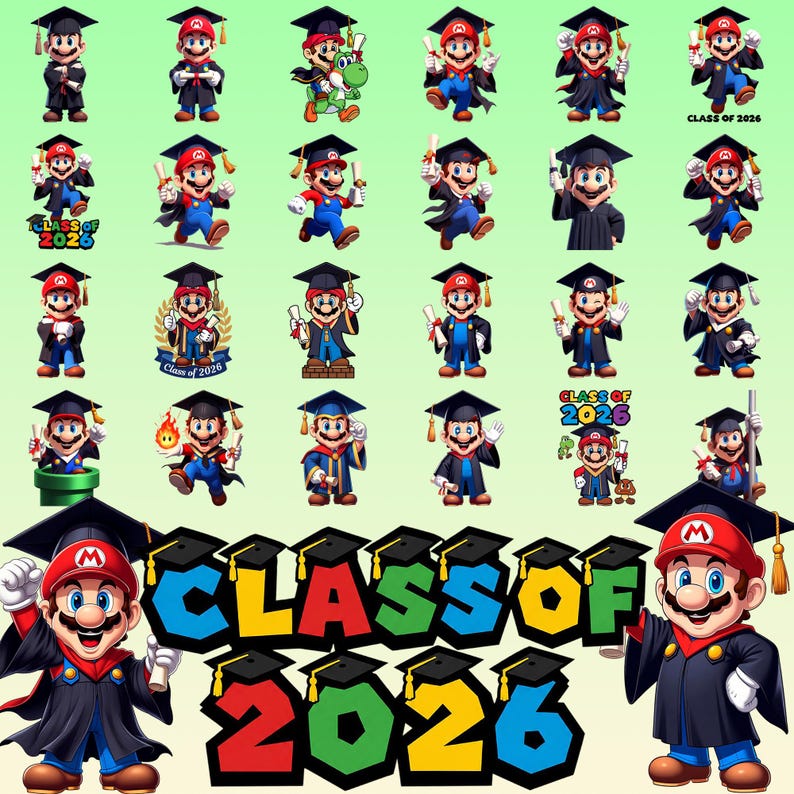 Super Mario Graduation Png, Clipart Images, Digital Design PNG File for ...