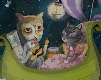 The Owl & The Pussycat  Print by Margeaux Lucas 12x15