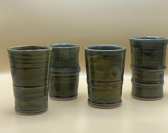 Green ceramic tumblers