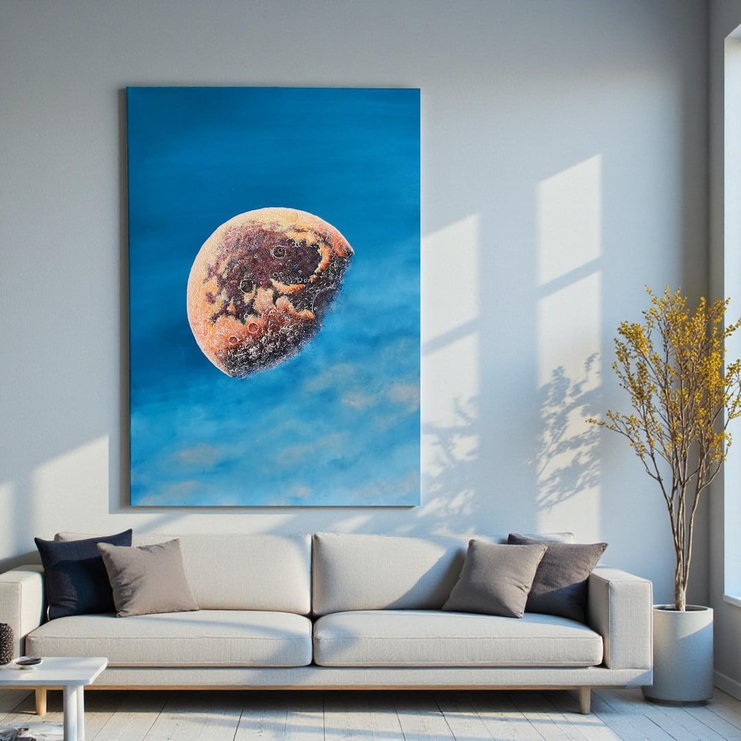 Moon Painting on Canvas | Moon Painting on Acrylic | Abstract Moon ...