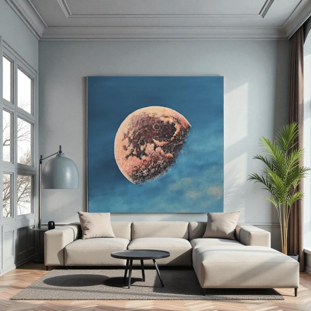 Blue Moon | Moon Painting on Canvas | Moon Painting on Acrylic ...