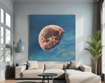 Blue Moon | Moon Painting on Canvas | Moon Painting on Acrylic | Abstract Moon Painting | Original Moon Painting | Textured Moon Wall Art