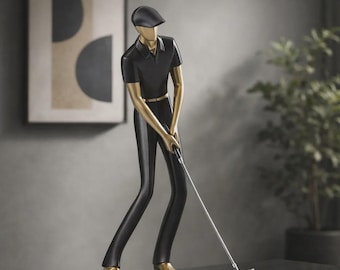 Modern Golfer Statue – Golf Figurine Sculpture for Home Office Decor