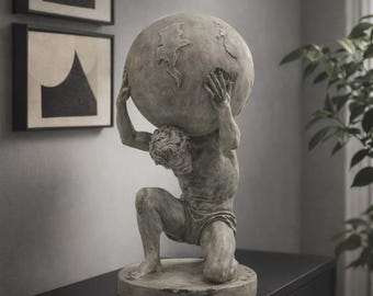 Atlas Holding World Statue – Greek Titan Earth Sculpture Decor for Home Office Living Room