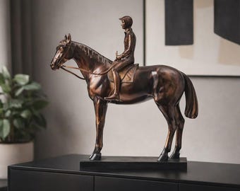 Horse Rider Statue – Equestrian Horse Sculpture Figurine for Home Office Decor
