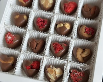 Handmade Milk Chocolate Hearts: Nuts & Berries Gift Set