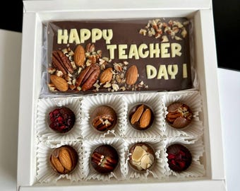 Happy Teacher’s Day Chocolate Gift Box – Dark Chocolate with Nuts & Cherry