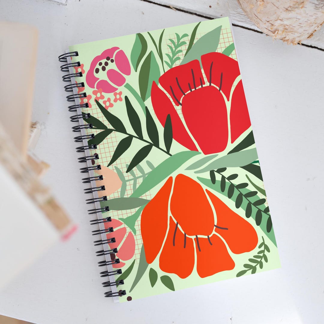 Floral Spiral Notebook | Colorful Flower Journal - Etsy