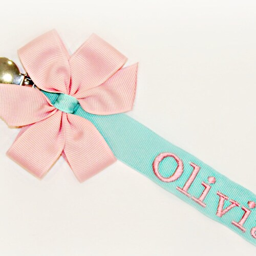 Pacifier Clip With Name Monogram Pacifier Clip Baby Girl Etsy