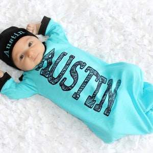 Personalized Baby Boy Clothes Custom Baby Gift Boy Outfits Personalized Hat Newborn Boy Take Home Outfit BabyShower Personalized Baby Gifts