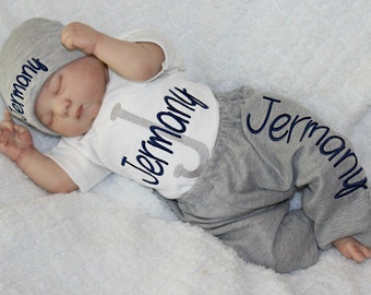 Newborn Boy Outfit Baby Boy Coming Home Outfit Personalized Baby Boy Clothes Gift Brothers Toddler Boy Clothes W/options Personalized Bab