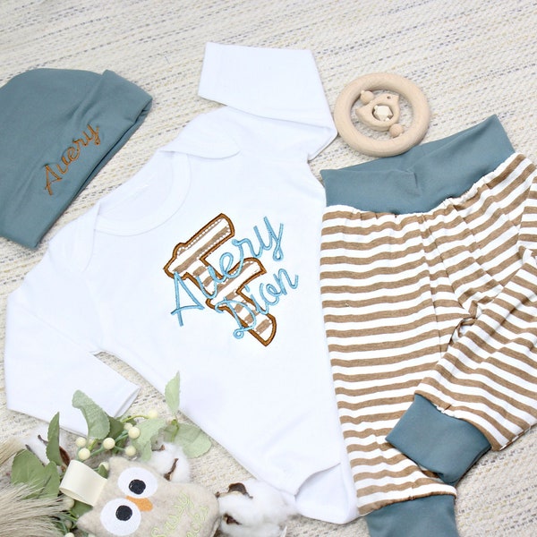 Newborn Boy Outfit Baby Boy Coming Home Outfit Personalized Baby Boy Clothes Baby Gift Preemie Outfit Twin boys Outfits Baby Shower Gift