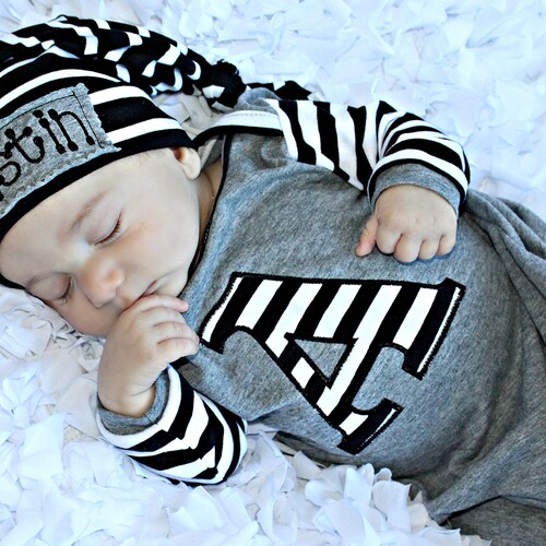 Personalized Baby Gown Baby Boy Coming Home Outfit Newborn Etsy