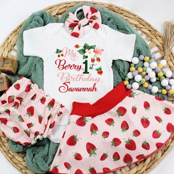 My Berry First Birthday Outfit Strawberry Birthday Strawberry 1st Birthday Outfit Sweet One Strawberry Birthday Personalized 1st Birthday