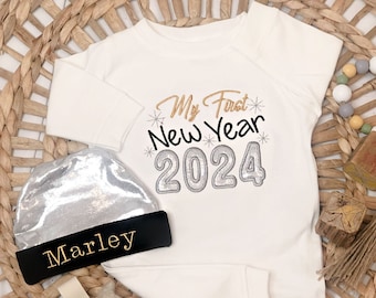 My First New Year Outfit, Babies 1St New Year, Newborn New Year Outfit, Personalized Hat, My 1St New Yer, Baby New Year's Eve Outfit Twins