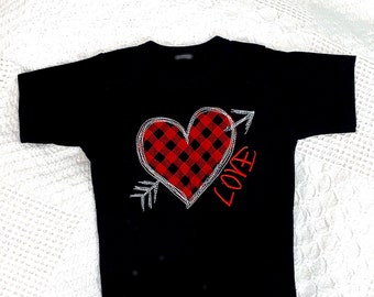 Boy Valentine's Day Shirt, Valentine Heart ShIrt, First Valentine’s Day,Plaid Heart Valentine Girl, Toddler Valentine's Day Shirt, Be Mine