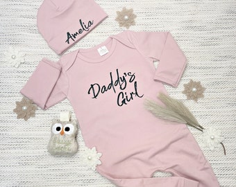 Daddy's Girl Baby Outfit, Gender Revile Baby Shower Gift Personalized Girl Coming Home Outfit infant Girl Clothes Take Home Outfit, New Dad