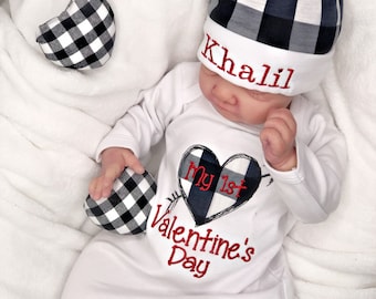 1st Valentines Day Outfit Boy Valentine's Day Outfit Baby Boy Valentine's Day Outfit, Preemie First Valentine's Day Outfit Newborn Valentine