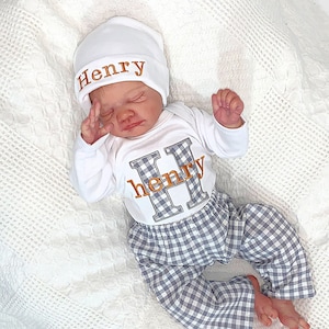 Newborn Baby Boy Clothes Personalized Bodysuit Boy Personalized Hat  Personalized Baby Boy Clothes Newborn Boy Take Home Outfit Baby Gift