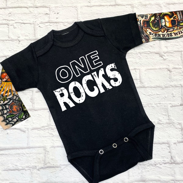 First Birthday Shirt, Boy First Birthday Shirt, 1st Birthday Boy One Rocks Birthday Shirt Cake Smash Boys 1st Birthday Outfit Tattoo Sleeves